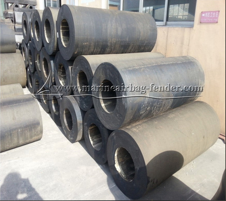 Inrichting met bolten voor cilindrische marine rubber fender voor offshore